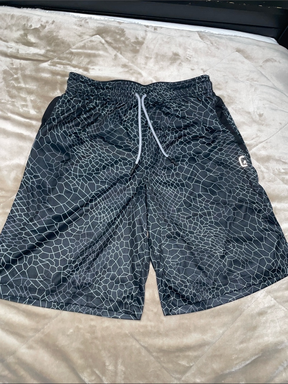 AND1 Black and White Athletic Shorts with Branded Waistband (medium)